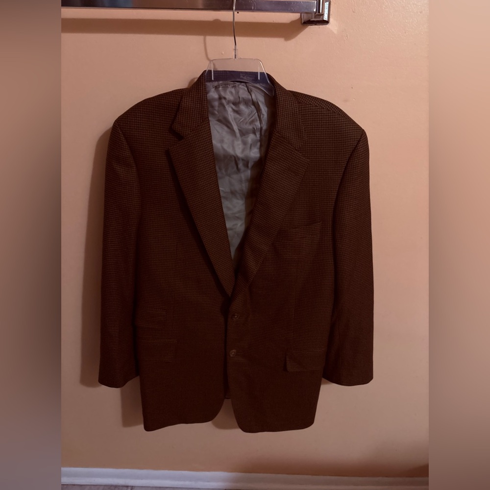 Paul Stuart vintage brown wool houndstooth blazer